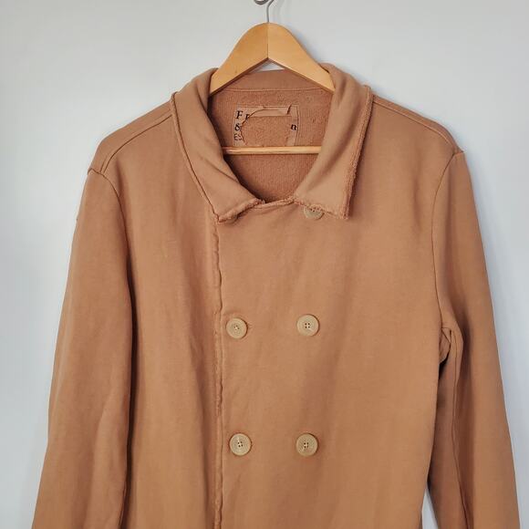 Frank & Eileen Belfast Sweatshirt Trench Coat Camel Triple Fleece Large FLAW - Picture 7 of 14